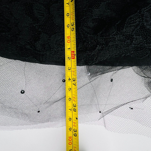 Mori‎ Lee by Madeline Gardner Dress Sz 13/14 Fit 10/12 Black Floral Lace No Belt - Picture 7 of 15